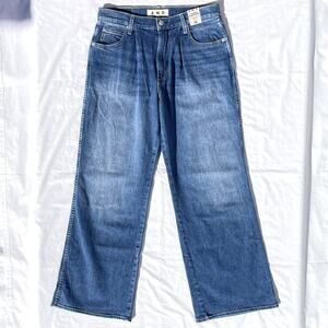 AMO Florence Pleated Wide Leg Trouser Jeans Wistful Blue Wash Women’s 28 30X31